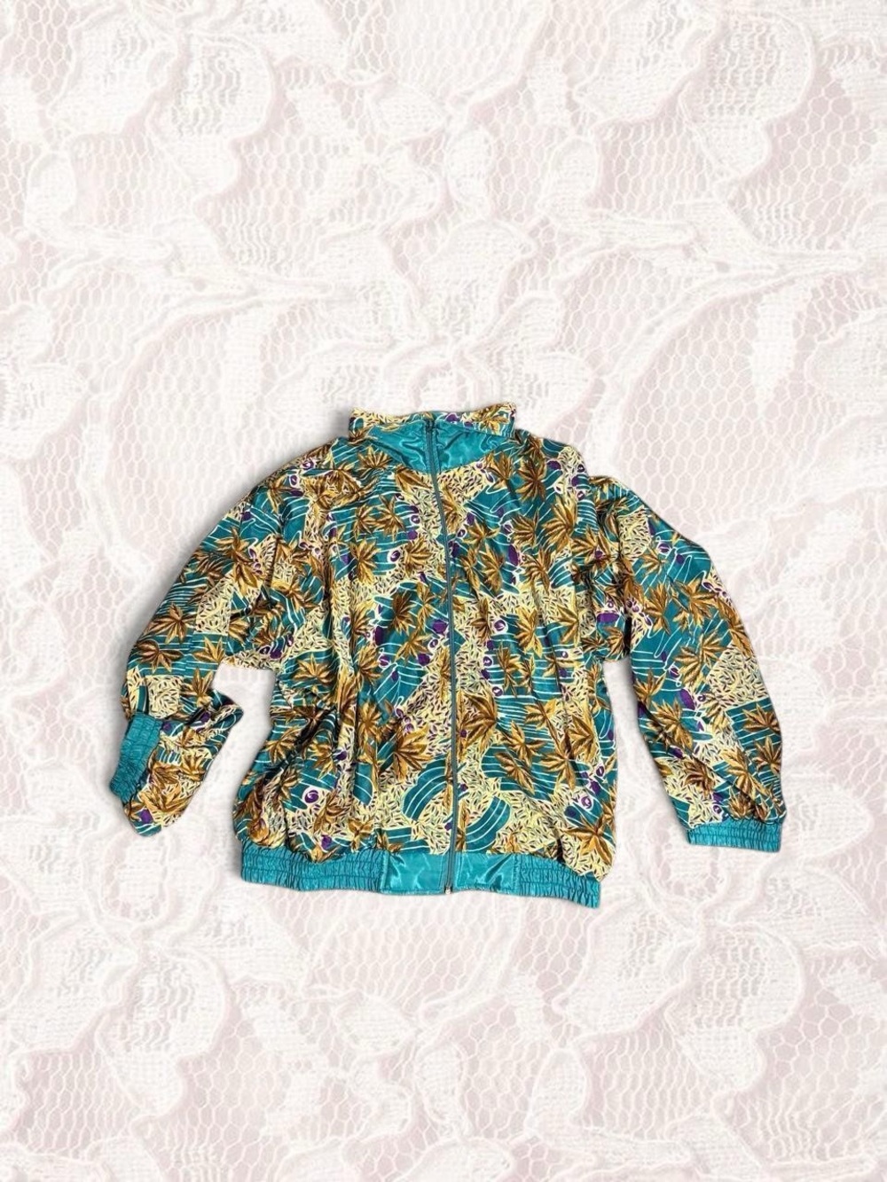Vintage Multicolored & Multipatterned Zip Up Bomber Jacket